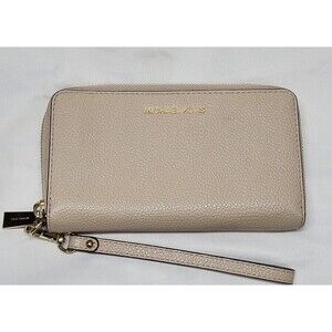 Michael Kors Wallet Pale Pink Pebble Leather Zip Around